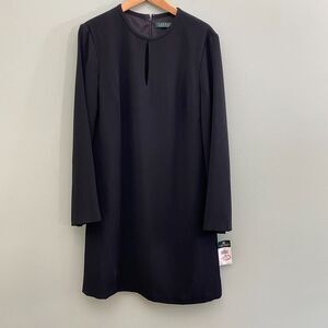 Lauren Ralph Lauren Long Sleeve Black Dress Formal Goth Flowy Womens 14